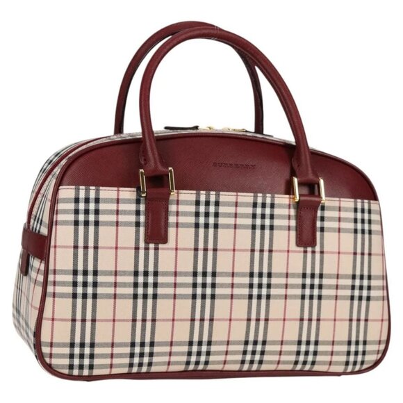 BURBERRY Nova Check Hand Bag Canvas Beige Gold Auth am8511V - Picture 1 of 16